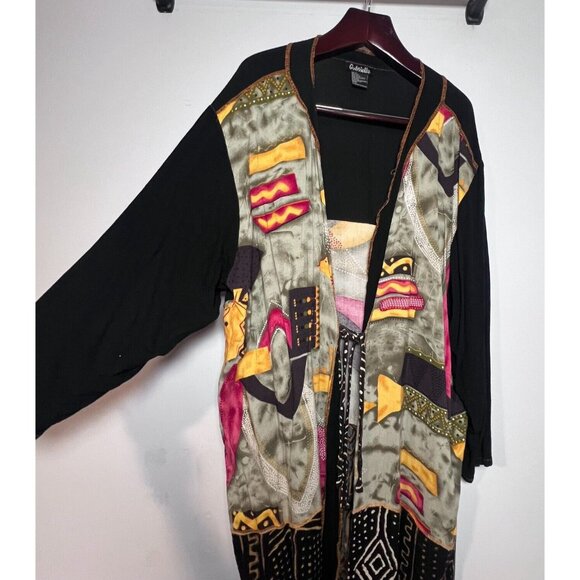Gabrielle Boho Geometric Duster Kimono Plus Size 24 Open Front Cover up - Picture 8 of 16